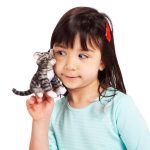 Folkmanis Mini Tabby Cat Finger Puppet. Gray; Black; White - Image 5