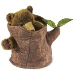 Folkmanis Bear in Tree Stump Hand Puppet. Brown - Image 2